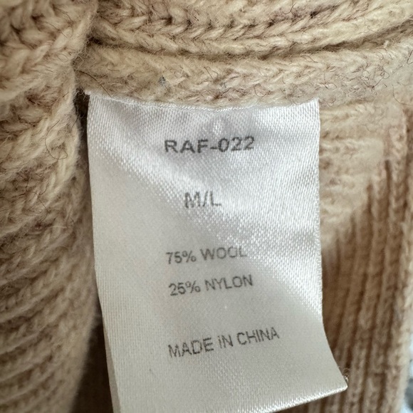 RAEF the Label mens Wool Sweater Nexium Large oversized Tan beige cream - Picture 4 of 7